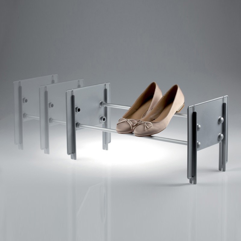 Cip porte-chaussures superposable gris-aluminium satiné 1