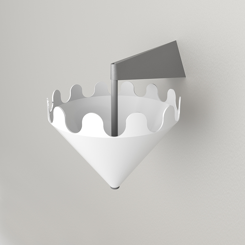 Fiocco bianco lucido - supporto a parete grigio opaco 1