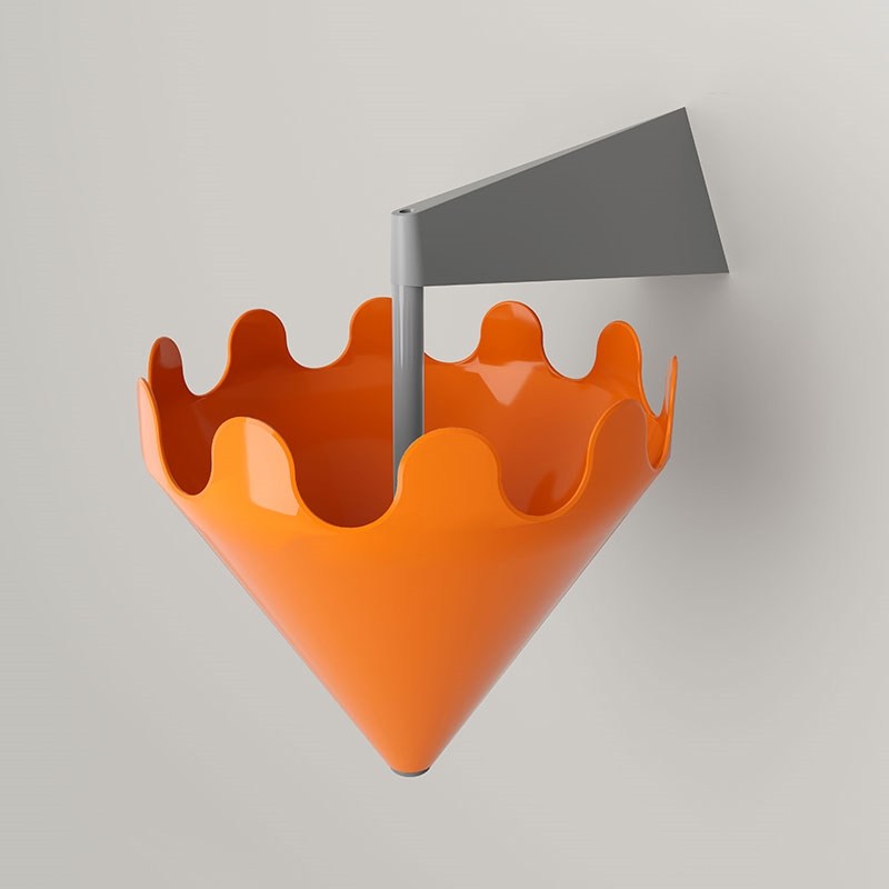 Fiocco gloss orange - wall bracket matt grey 1