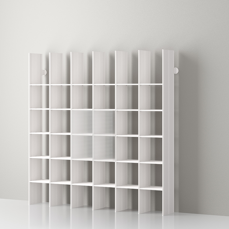 Mas 36 Modulares Bücherregal aus Aluminium von Servetto - aluminium-Opalweiß 1