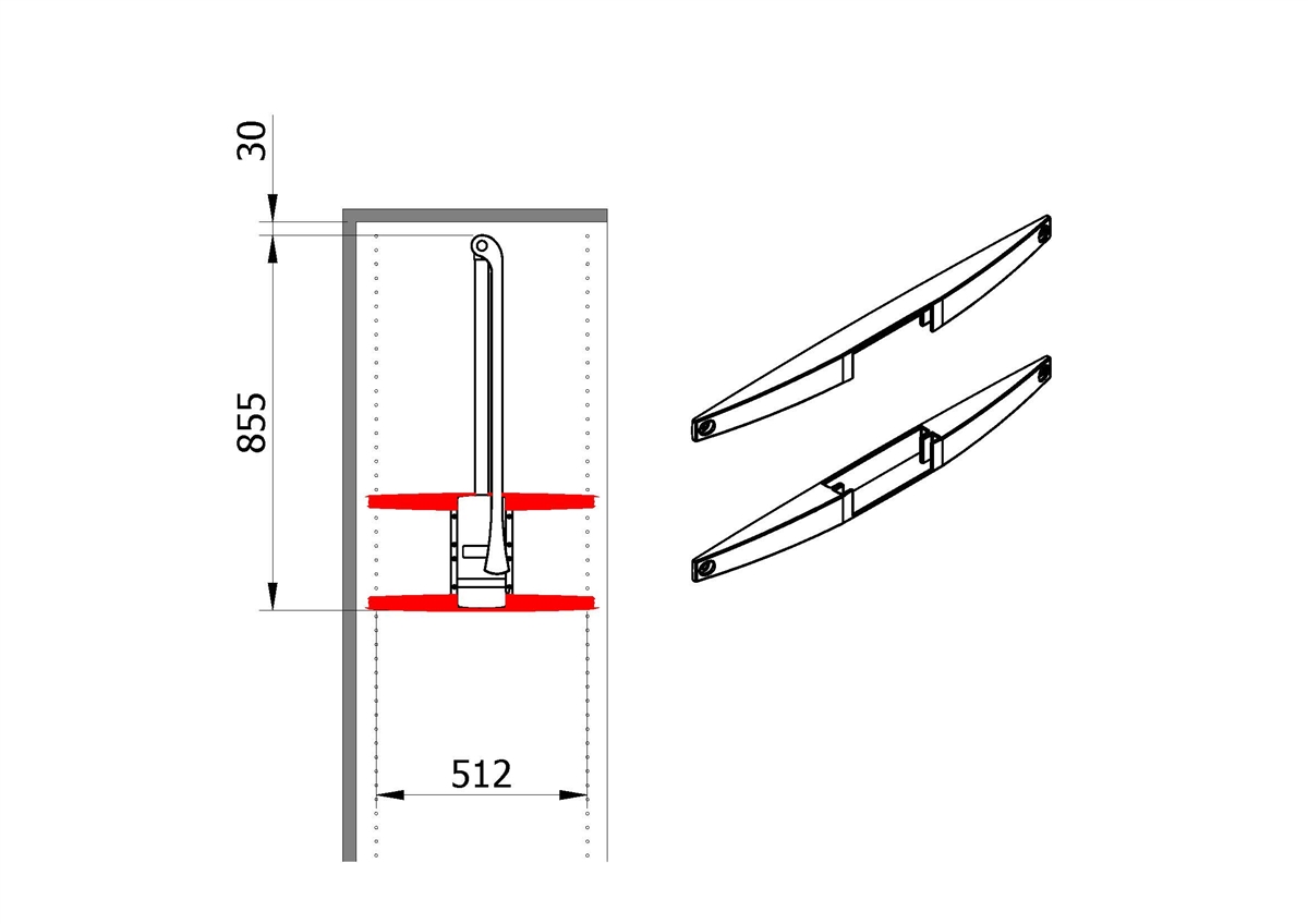 Set von 4 Halterungen für furnierte Schrankschultern 512 mm - schwarz 1