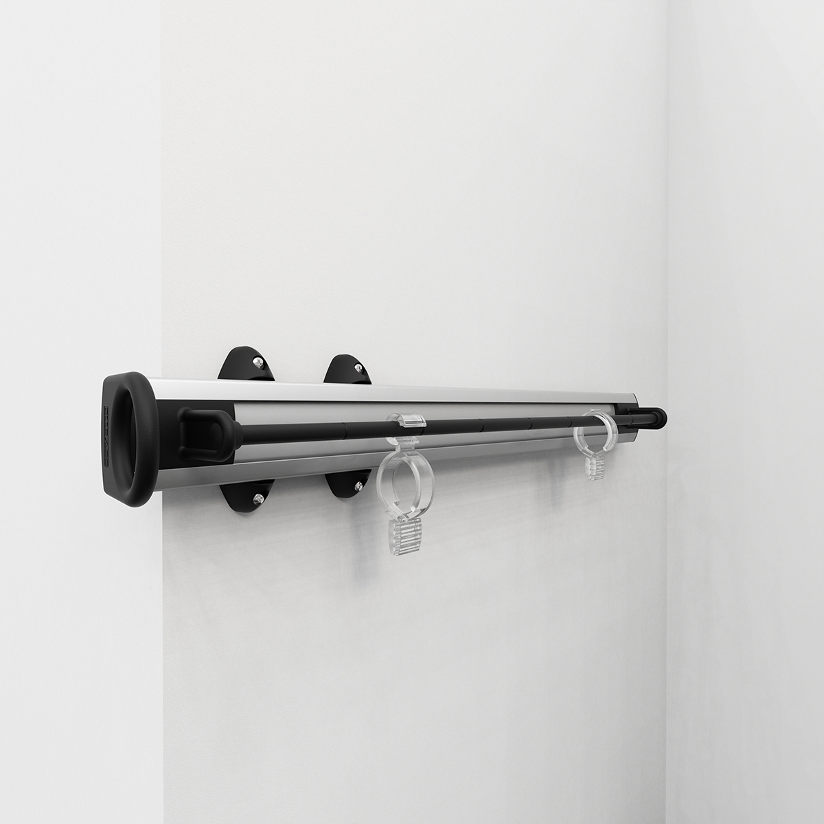 Pull-out scarf rack - black-satin aluminium 1