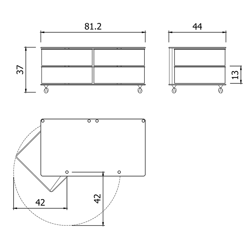 Itaca 2+2 Swivel-opening chest of drawers 3