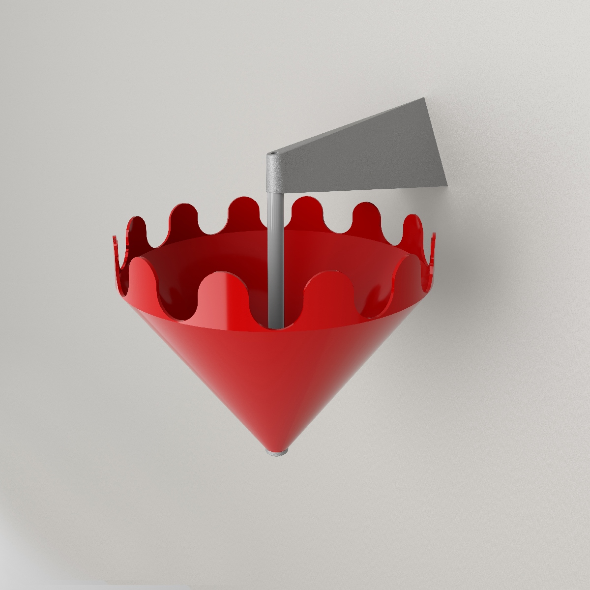 Fiocco rosso lucido - supporto a parete grigio opaco 1