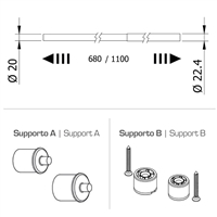 Clothes tube - chrome-plated - cm 68-110 2