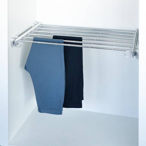 Pull-out width adjustable trousers rack transparent-bright aluminium ...
