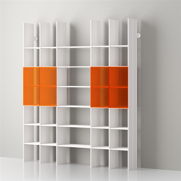 Mas 35 Modulares Bücherregal aus Aluminium von Servetto - Aluminium-orange transparent