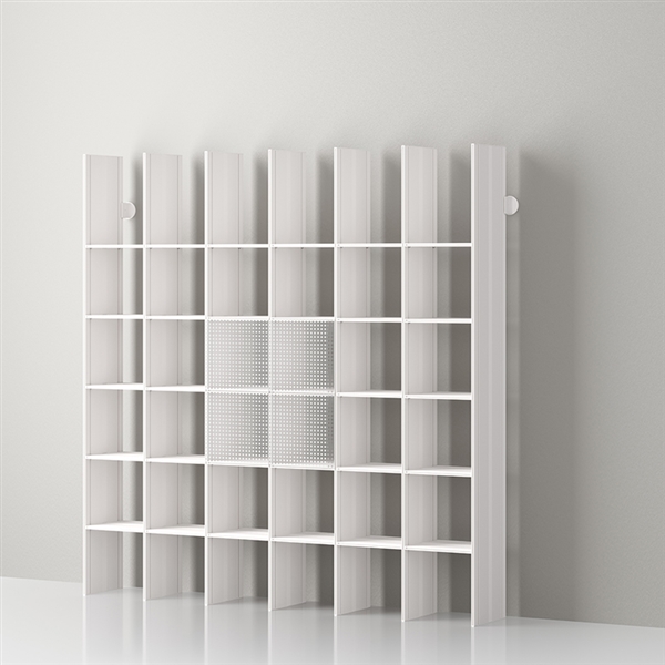 Mas 36 Modulares Bücherregal aus Aluminium von Servetto - aluminium-Opalweiß