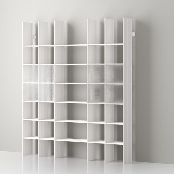 Mas 35 Modulares Bücherregal aus Aluminium von Servetto - aluminium-Opalweiß