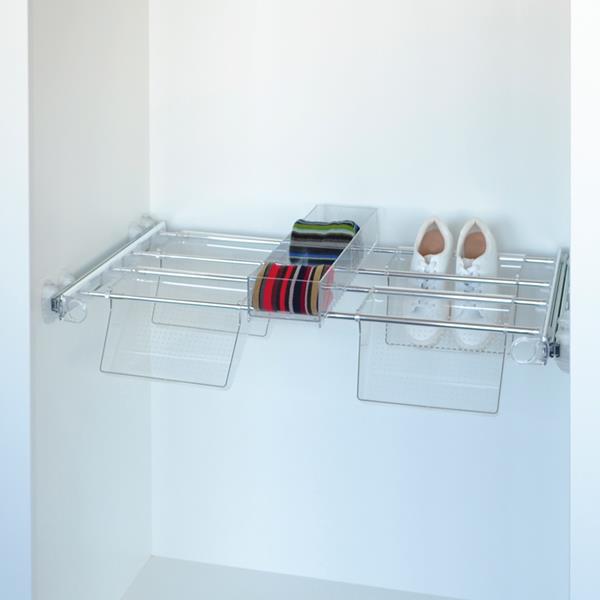 Plus - Shoe rack 4V+1J - transparent - bright aluminium - transparent polycarbonate