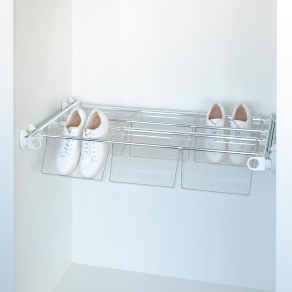 Plus - Shoe rack 6V - bianco - bright aluminium - transparent polycarbonate